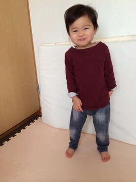 「NANO universe（ナノユニバース）のアイテム（パンツ）」を使った、mahoさん（キッズ・90cm）の春コーディネート