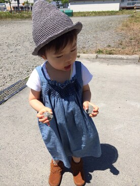 「アイテム（ワンピース/ドレス、ブルー系）」を使った、mahoさん（キッズ・90cm）の夏コーディネート