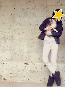 「ネイビー×ホワイト」｜「アイテム（ダウンジャケット/コート）」を使った、@mariさん（レディース・160cm）の秋コーディネート