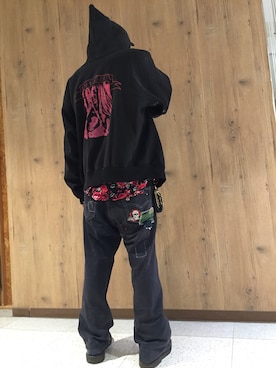 「Martin Margiela」｜「アイテム（スウェット）」を使った、Shingo Okadaさん（メンズ・163cm）の冬コーディネート