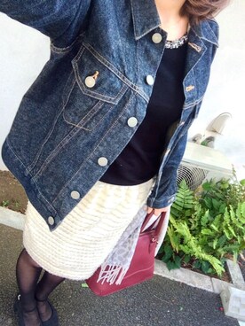 「アイテム（ボストンバッグ、レッド系）」を使った、MIMさん（レディース・159cm）の春コーディネート