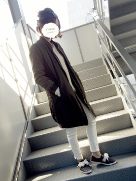 「archives（アルシーヴ）のアイテム（ミリタリージャケット）」を使った、Reeeeeiさん（レディース・158cm）の冬コーディネート