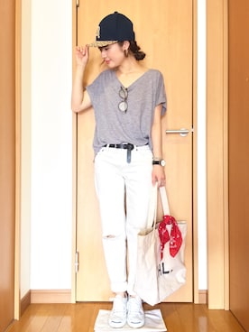 「ジャックパーセル」｜「アイテム（財布/小物）」を使った、chimochiiさん（レディース・152cm）の夏コーディネート