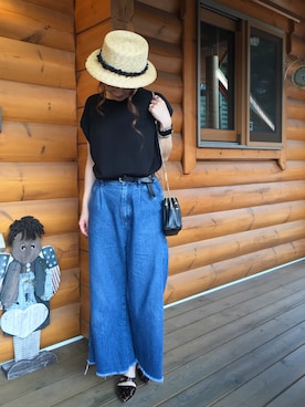 「RehersalL（リハーズオール）のアイテム（帽子）」を使った、chimochiiさん（レディース・152cm）の夏コーディネート