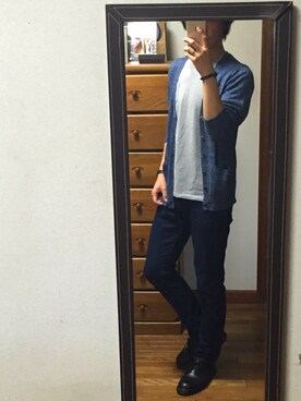 「Dr. Martens（ドクターマーチン）のDr.Martens (ドクターマーチン)/1461 3EYE GIBSON SHOES（その他シューズ）」を使った、あしゅんさん（メンズ・172cm）の春コーディネート