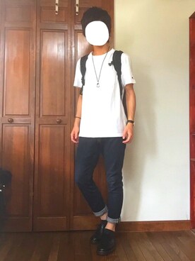 「Dr. Martens（ドクターマーチン）のDr.Martens (ドクターマーチン)/1461 3EYE GIBSON SHOES（その他シューズ）」を使った、あしゅんさん（メンズ・172cm）の夏コーディネート