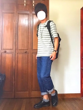 「Dr. Martens（ドクターマーチン）のDr.Martens (ドクターマーチン)/1461 3EYE GIBSON SHOES（その他シューズ）」を使った、あしゅんさん（メンズ・172cm）の夏コーディネート