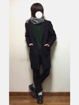 「SENSE OF PLACE by URBAN RESEAR」｜「アイテム（チェスターコート）」を使った、あしゅんさん（メンズ・172cm）の冬コーディネート