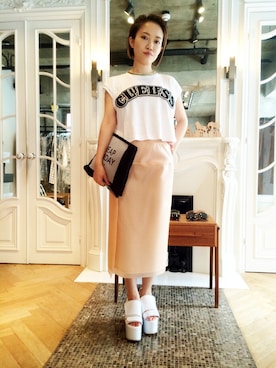 「grapevine by k3（グレープバインバイケースリー）のアイテム（スカート）」を使った、HIROKO SEKIさん（レディース・153cm）の夏コーディネート