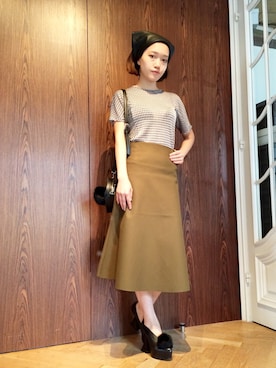 「ウエストイン」｜「アイテム（財布/小物）」を使った、HIROKO SEKIさん（レディース・153cm）の秋コーディネート