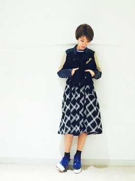 「リバーシブル」｜「アイテム（ライダースジャケット）」を使った、suzukiさん（レディース・162cm）の秋コーディネート
