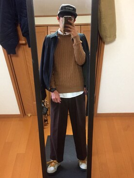 「カシミヤ」｜「アイテム（腕時計）」を使った、kenchiさん（メンズ・173cm）の秋コーディネート
