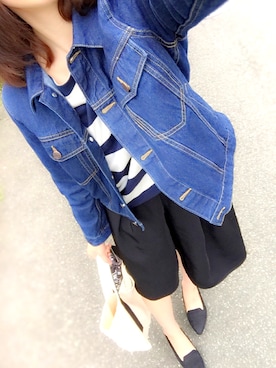 「Heather（ヘザー）のベーシックGジャン　711653（デニムジャケット、ブルー系）」を使った、ａｙｕｍｉさん（レディース・161cm）の春コーディネート