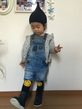 「秋冬」｜「アイテム（オールインワン・サロペット）」を使った、A♡さん（キッズ・90cm）の秋コーディネート