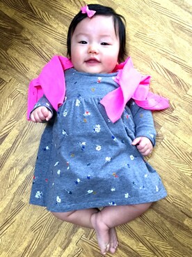 「生後4ヶ月」｜「アイテム（その他）」を使った、☆ochibi☆さん（キッズ・70cm）の春コーディネート