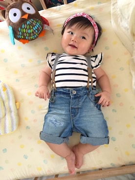「こどもの日」｜「アイテム（デニムパンツ）」を使った、☆ochibi☆さん（キッズ・70cm）の春コーディネート