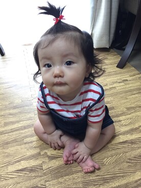 「ボーダーリンク」｜☆ochibi☆さん（キッズ・70cm）の夏コーディネート