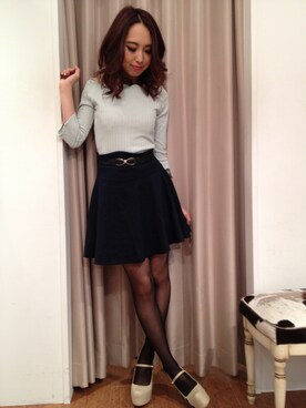 「スカラップ」｜「アイテム（スカート）」を使った、SAKIさん（レディース・156cm）の冬コーディネート