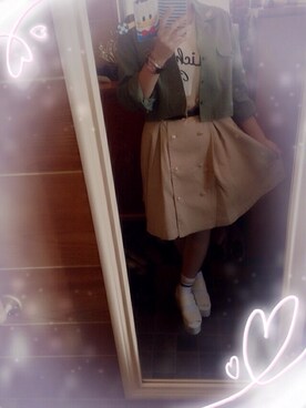 「dazzlin（ダズリン）のバックルラフサンダル（サンダル、ホワイト系）」を使った、ともこさん（レディース・154cm）の春コーディネート