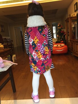 「no brand（ノーブランド）のアイテム（ライダースジャケット）」を使った、chloe_dubiさん（キッズ・110cm）の秋コーディネート