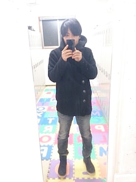 「アイテム（ピーコート）」を使った、ハイブリさん（メンズ・172cm・30代）の冬コーディネート