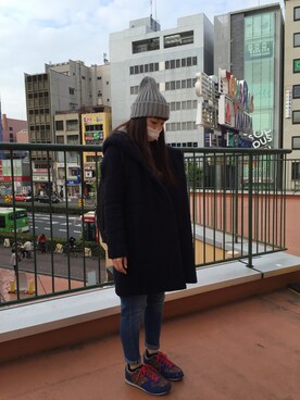 「GU（ジーユー）のアイテム（ダウンジャケット/コート、その他）」を使った、kayooonさん（レディース・160cm）の秋コーディネート