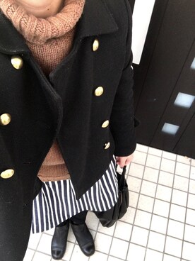 「茶色」｜「アイテム（ピーコート）」を使った、yum!сӧќє❦﻿さん（レディース・160cm）の冬コーディネート