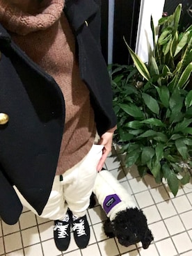 「茶色」｜「アイテム（ピーコート）」を使った、yum!сӧќє❦﻿さん（レディース・160cm）の冬コーディネート