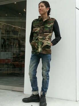 「L.H.P（エルエイチピー）のアイテム（ミリタリージャケット）」を使った、TORU MURAKAMIさん（メンズ・180cm）の秋コーディネート