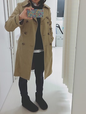 「AS KNOW AS plus（アズノゥアズプラス）のアイテム（トレンチコート）」を使った、陽さん（レディース・160cm）の冬コーディネート