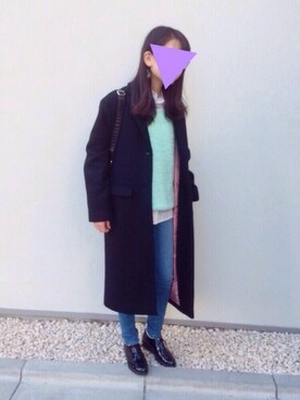 「AS KNOW AS plus（アズノゥアズプラス）のアイテム（チェスターコート）」を使った、りりーさん（レディース・163cm）の冬コーディネート