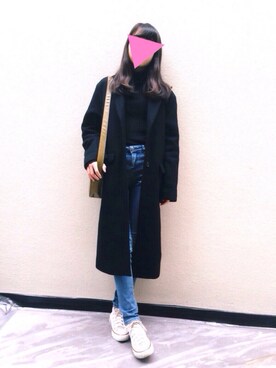 「AS KNOW AS plus（アズノゥアズプラス）のアイテム（チェスターコート）」を使った、りりーさん（レディース・163cm）の春コーディネート