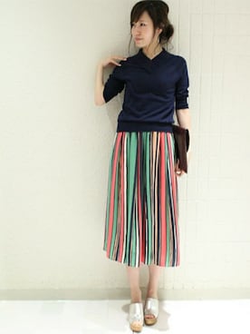 「Vネック」｜maiさん（レディース・158cm）の春コーディネート