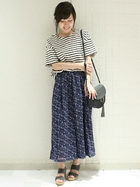 「ガウチョパンツ」｜「アイテム（ホワイト系）」を使った、maiさん（レディース・158cm）の春コーディネート