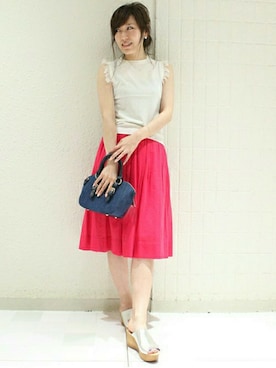 「TIENS ecoute（ティアンエクート）のアイテム（ショルダーバッグ）」を使った、maiさん（レディース・158cm）の春コーディネート