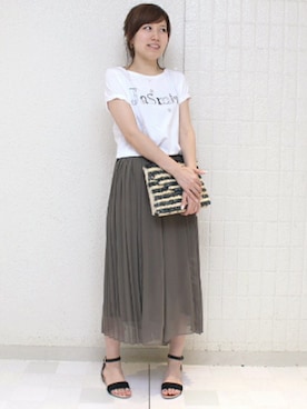 「ガウチョパンツ」｜「アイテム（ホワイト系）」を使った、maiさん（レディース・158cm）の夏コーディネート