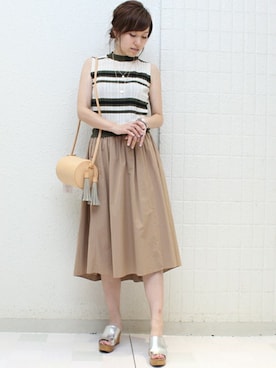 「TIENS ecoute（ティアンエクート）のアイテム（ショルダーバッグ）」を使った、maiさん（レディース・158cm）の夏コーディネート