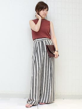 「TIENS ecoute（ティアンエクート）のアイテム（その他パンツ）」を使った、maiさん（レディース・158cm）の夏コーディネート