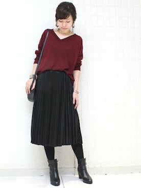「Vネック」｜maiさん（レディース・158cm）の秋コーディネート