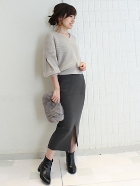 「Vネック」｜maiさん（レディース・158cm）の秋コーディネート