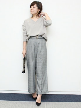 「グレンチェック」｜maiさん（レディース・158cm）の冬コーディネート