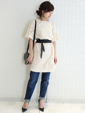 「レースワンピース」｜maiさん（レディース・158cm）の冬コーディネート