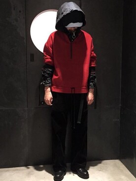 「TUKI（ツキ）のアイテム（パンツ）」を使った、河内 啓幸 さん（メンズ・174cm）の秋コーディネート