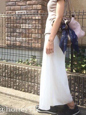 「GU（ジーユー）のアイテム（その他パンツ、ホワイト系）」を使った、honey.さん（レディース・168cm）の夏コーディネート