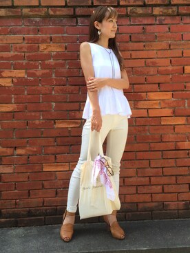 「UNIQLO（ユニクロ）のWOMEN レギンスパンツ（その他パンツ、ホワイト系）」を使った、honey.さん（レディース・168cm）の夏コーディネート