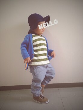 「ボーダーTシャツ」｜Ikue.uさん（キッズ・100cm）の春コーディネート