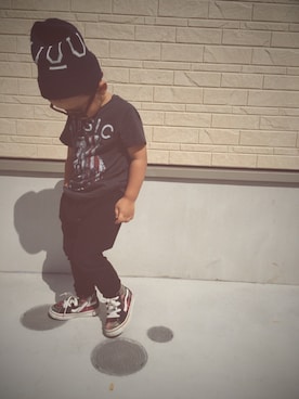 「UU（ユニクロ　アンダーカバー）のアイテム（帽子）」を使った、Ikue.uさん（キッズ・100cm）の秋コーディネート