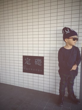 「UU（ユニクロ　アンダーカバー）のアイテム（帽子）」を使った、Ikue.uさん（キッズ・100cm）の秋コーディネート