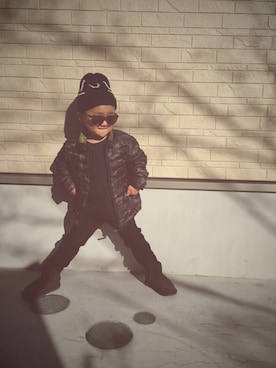 「UU（ユニクロ　アンダーカバー）のアイテム（帽子）」を使った、Ikue.uさん（キッズ・110cm）の冬コーディネート