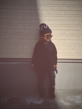 「UU（ユニクロ　アンダーカバー）のアイテム（帽子）」を使った、Ikue.uさん（キッズ・110cm）の冬コーディネート